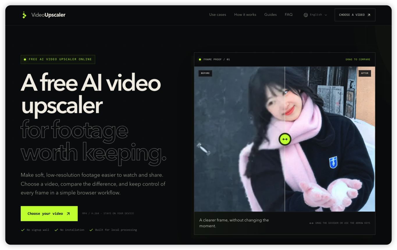 VideoUpscaler.dev screenshot