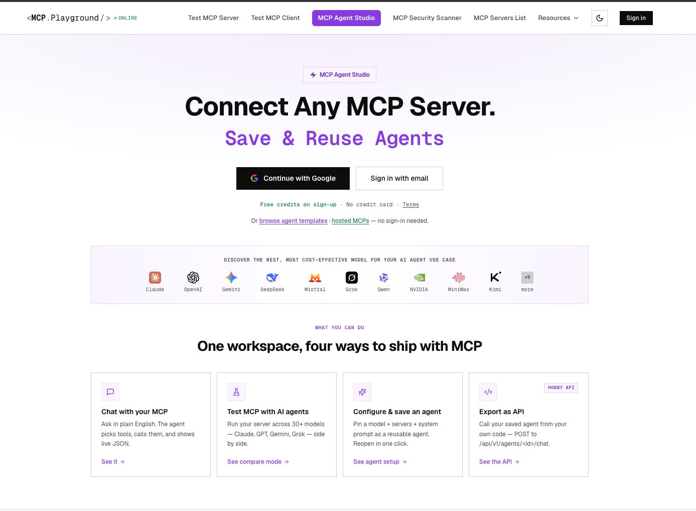 MCP Playground Online screenshot
